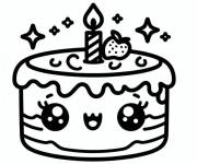 Coloriage G&acirc;teau kawaii pour enfants