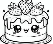 Coloriage G&acirc;teau kawaii vectoriel
