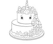 Coloriage G&acirc;teau licorne