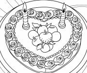 Coloriage G&acirc;teau magnifique aux bords d&eacute;cor&eacute;s
