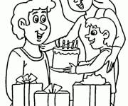 Coloriage G&acirc;teau pour l'anniversaire des p&egrave;res