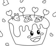 Coloriage G&acirc;teau rigolo avec des motifs en c&oelig;ur