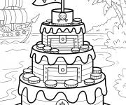 Coloriage G&acirc;teau sur le th&egrave;me des pirates