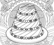 Coloriage Grand g&acirc;teau complexe