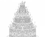 Coloriage Grand g&acirc;teau difficile