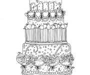 Coloriage Gros G&acirc;teau pour la f&ecirc;te