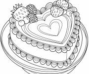 Coloriage Illustration d'un g&acirc;teau en forme de c&oelig;ur