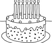 Coloriage Illustration du g&acirc;teau avec plusieurs bougies