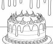 Coloriage Image de g&acirc;teau avec une d&eacute;coration florale