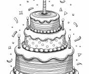 Coloriage Image de g&acirc;teau de f&ecirc;te &agrave; trois &eacute;tages en noir et blanc