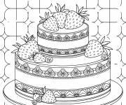 Coloriage Imprime le gateau aux fraises