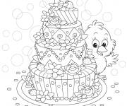 Coloriage Joli g&acirc;teau avec un poussin