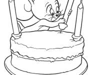 Coloriage La souris Jerry d&eacute;core le g&acirc;teau