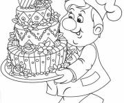 Coloriage Le p&acirc;tissier apporte le g&acirc;teau