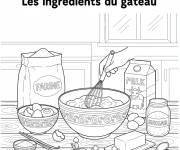 Coloriage Les ingr&eacute;dients du g&acirc;teau