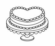 Coloriage Mod&egrave;le de g&acirc;teau en forme de c&oelig;ur simple sur pr&eacute;sentoir