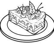 Coloriage Morceau de g&acirc;teau aux cerises et en framboises