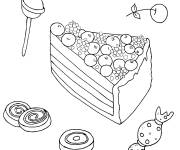 Coloriage Morceau de g&acirc;teau aux myrtilles