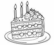 Coloriage Morceau de g&acirc;teau avec des garnitures de fruits