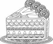 Coloriage Morceau de g&acirc;teau avec des motifs complexes
