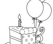 Coloriage Morceau de g&acirc;teau avec un ballon