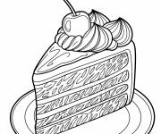 Coloriage Morceau de g&acirc;teau avec une cerise