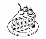 Coloriage Morceau de g&acirc;teau avec une d&eacute;coration florale