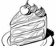 Coloriage Morceau de g&acirc;teau d&eacute;cor&eacute; par une cerise