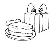 Coloriage et dessins gratuit Morceau de g&acirc;teau et un cadeau à imprimer