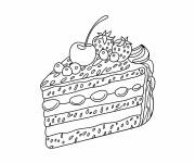 Coloriage Morceau de g&acirc;teau garnie d&rsquo;une cerise