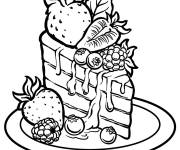 Coloriage Morceau de g&acirc;teau riche avec des fruits