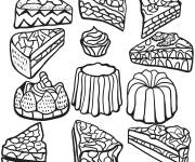 Coloriage Morceaux de g&acirc;teaux complexe