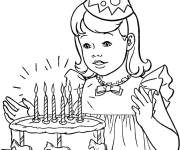 Coloriage On ajoute des bougies sur le g&acirc;teau d'anniversaires et on les sou