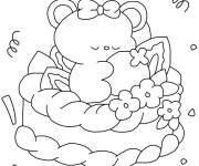 Coloriage Ourson en peluche sur le  g&acirc;teau