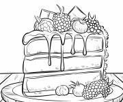 Coloriage Part de G&acirc;teau aux fruits