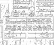 Coloriage P&acirc;tisserie remplie de g&acirc;teaux