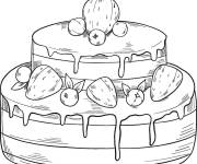 Coloriage Piece de g&acirc;teau aux fruits
