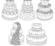 Coloriage Plusieurs G&acirc;teau chics ps