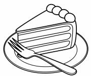 Coloriage Sc&egrave;ne d'une morceau de g&acirc;teau sur une assiette