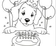Coloriage et dessins gratuit Sc&egrave;ne de la c&eacute;l&eacute;bration d&rsquo;Anniversaire du chiot avec un g&acirc;teau à imprimer