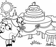 Coloriage Sc&egrave;ne du g&acirc;teau de la bande anim&eacute;