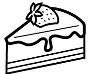Coloriage et dessins gratuit Tranche de g&acirc;teau aux fraises en noir à imprimer
