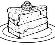 Coloriage Tranche de g&acirc;teau aux framboises