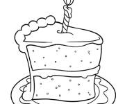 Coloriage et dessins gratuit Tranche de G&acirc;teau avec une bougie à imprimer