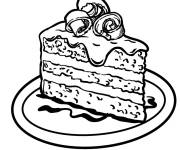 Coloriage Tranche de g&acirc;teau d&eacute;cor&eacute; avec copeaux de chocolat