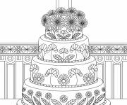 Coloriage Un g&acirc;teau &agrave; quatre &eacute;tages