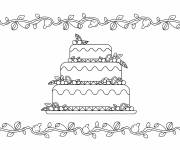 Coloriage Un g&acirc;teau &agrave; trois &eacute;tages en vecteur