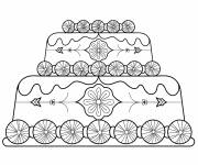 Coloriage Un g&acirc;teau avec des motifs sym&eacute;triques complexes