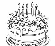 Coloriage Un g&acirc;teau bien d&eacute;cor&eacute; en fleurs