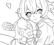 Coloriage et dessins gratuit Amber timide Genshin Impact à imprimer